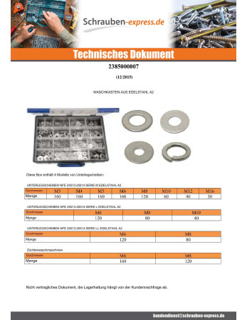 1 x Set mit 1530 Scheiben/Unterlegscheibe Flach...