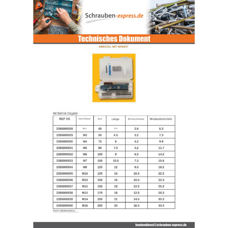 1 x KIT +NET BERICHT M10x15 gewinde 150
