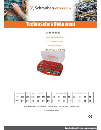 1 x Set mit 1700 Spanplattenschrauben TEKOR...