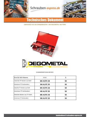 1 x Set mit Zange GO360 + 300 Muttern Nieten