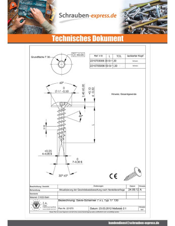 1 x Spanplattenschrauben TEKOR Schraube Binder...