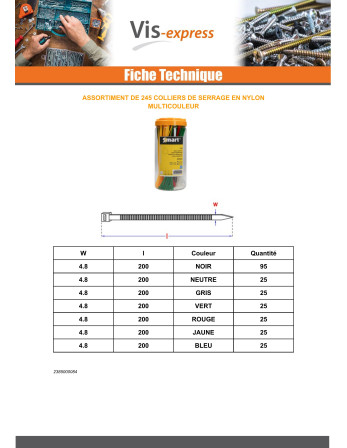 1 x Set mit 245 Schlauchschelle Nylon