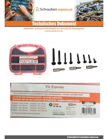 1 x Set mit 280 Spanplattenschrauben...