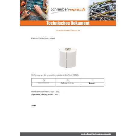 1 x Kupplungsmutter Zylindrisch 11,2 x 16 x 4 Schwarzes Polyethylen