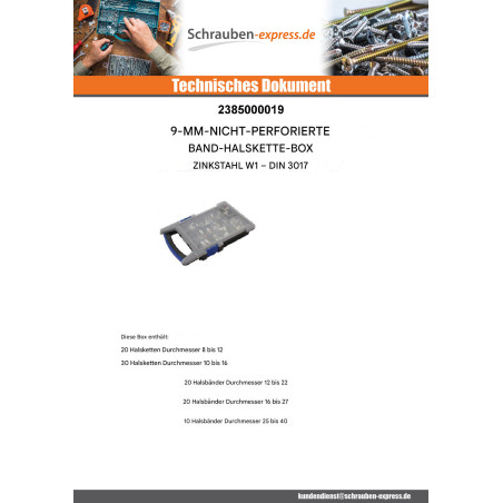 1 x Set mit 100 Edelstahl-Schlauchschelle BAND 9
