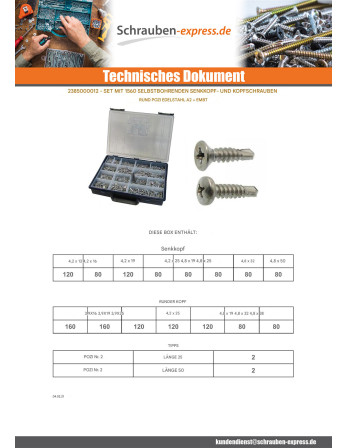 1 x Set mit 1540 Selbstbohrende Schrauben...