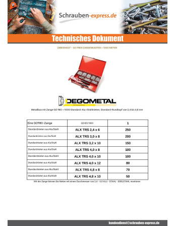 1 x Set mit Zange GO9800 + 1000 Niet DEGOMETAL