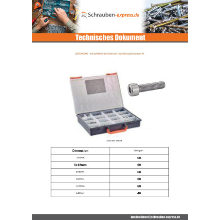 1 x Set mit 620 Metallschrauben Innensechskantschraube Edelstahl A4