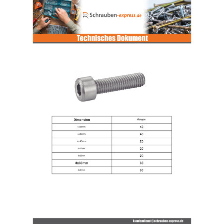 1 x Set mit 620 Metallschrauben Innensechskantschraube Edelstahl A4