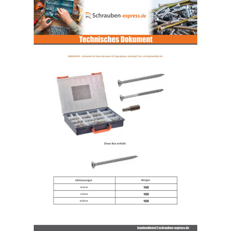1 x Set mit 1666 Spanplattenschrauben Senkkopfschraube TX + Biteinsatz Edelstahl A4