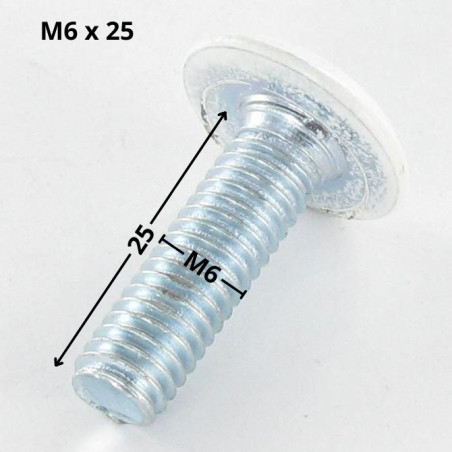 1 x Flachkopfschrauben Schraubenschlüssel 4 M6x25 Verzinkt Kopf RAL9010 reinweiß