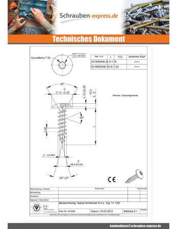1 x Spanplattenschrauben TEKOR Schraube Binder...