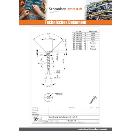 1 x Schraube Binder 5X40 Gesamtgewinde T20 Stahl schwarz verzinkt