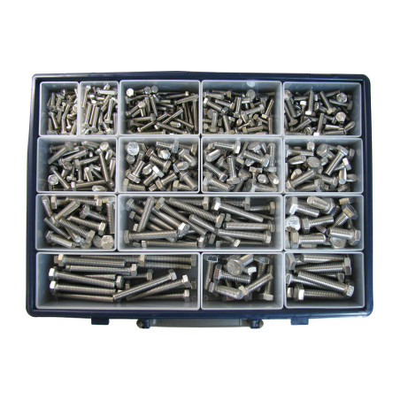 1 x Set mit 570 Metallschrauben Sechskantkopf Gesamtgewinde Edelstahl A2