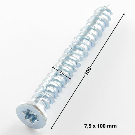 1 x Schraube Beton Senkkopf Reduziert 7,5X100 T30 Verzinkt