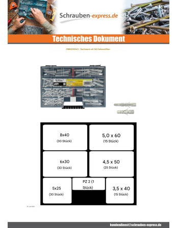 1 x Set mit 262 Dübel UNIVERSAL