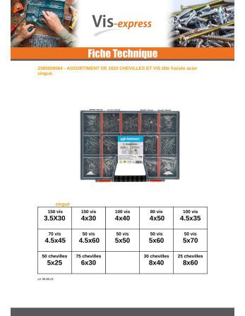 1 x Set mit 1020 Dübel Mit Schraube