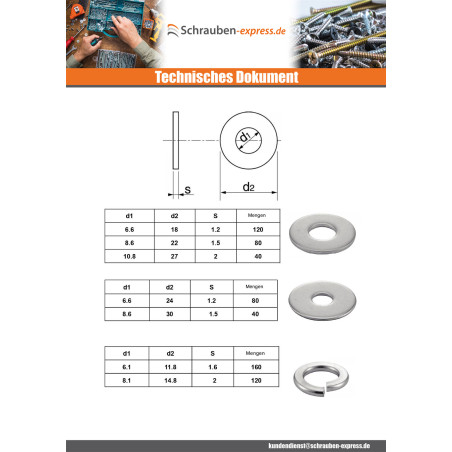 1 x Set mit 1530 Scheiben/Unterlegscheibe Edelstahl A4