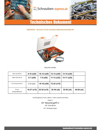 1 x Set mit 345 Schlauchschelle Von Klemmen...
