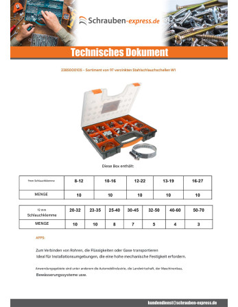 1 x Set mit 97 Schlauchschelle Von Klemmen...