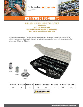 1 x Set mit 500 Muttern Mit Walzterminal Stahl...