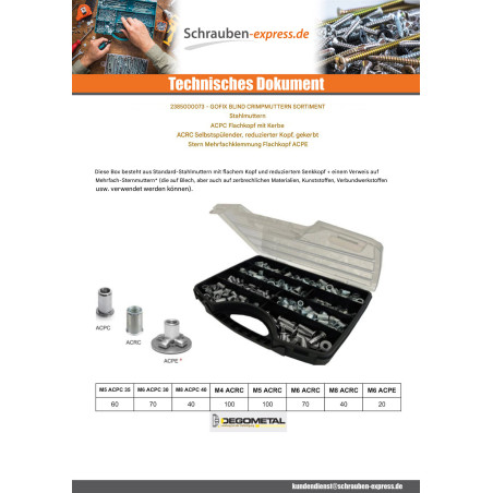 1 x Set mit 500 Muttern Mit Walzterminal Stahl DEGOMETAL