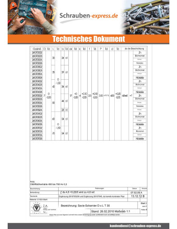 1 x Schraube Binder 7X60 Teilgewinde T30 Stahl...