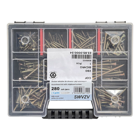 1 x Set mit 280 Spanplattenschrauben Senkkopfschraube TORX cut Bohrspitze mit Typ 17 Spitze Dichromat