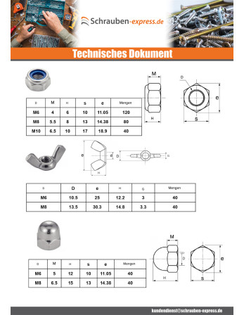1 x Set mit 1140 Muttern Edelstahl A4