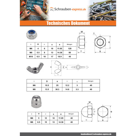 1 x Set mit 1140 Muttern Edelstahl A4