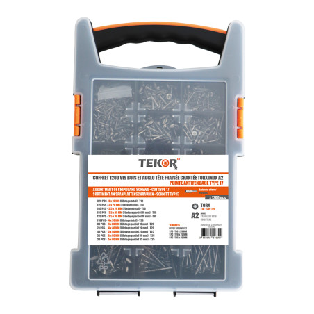 1 x Set mit 1200 Spanplattenschrauben TEKOR Senkkopfschraube Gezahnt TORX Edelstahl A2