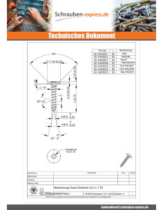 Schraube Binder 4,5 x 50 Gesamtgewinde T20 Verzinkt LAQ... 2