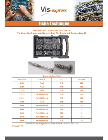 1 x Set mit 1200 Spanplattenschrauben TEKOR...