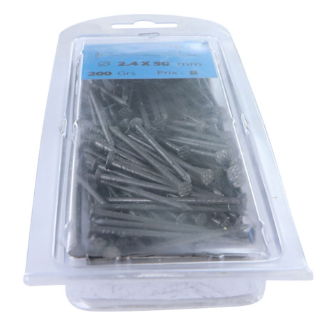 1 x Blister mit 200 g Nagel Kopf Flach Länge 50 Rohstahl