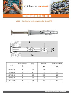 Schlagdübel Nylon 6X55 mit Schrauben Senkkopfschraube... 2