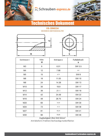 1 x Langmutter Sechskant M5x25 Schlüsselweite 8...